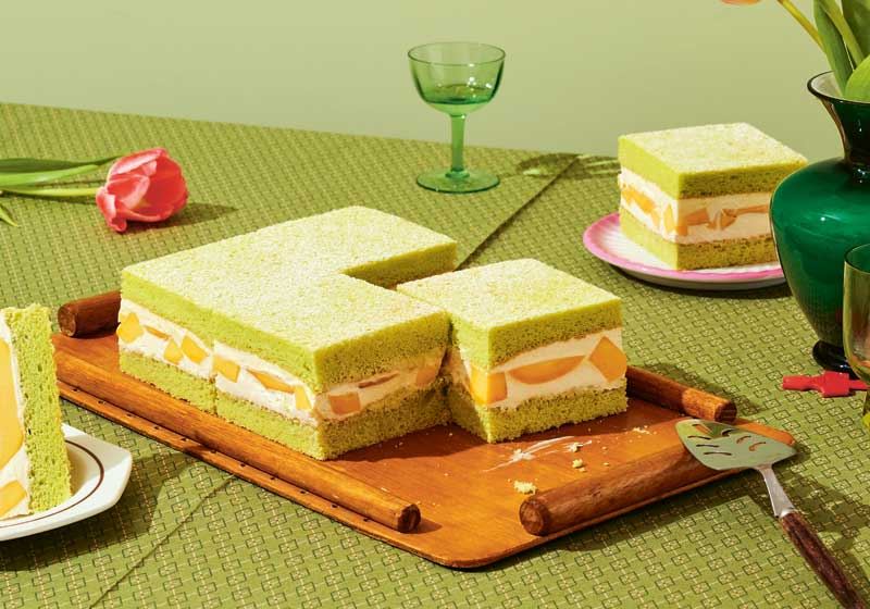 Pandan and Mango Sponge Sandwich Cake