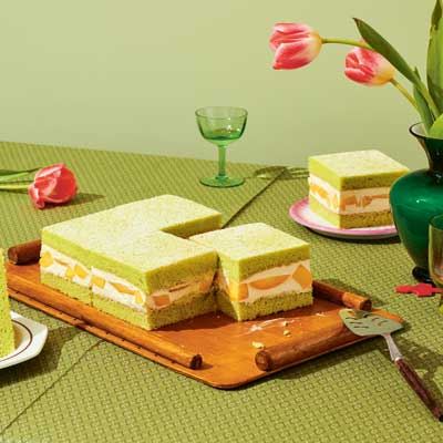 Pandan and Mango Sponge Sandwich Cake