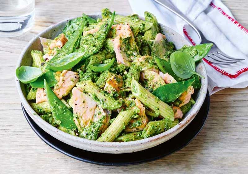 Salmon and Snow Pea Penne