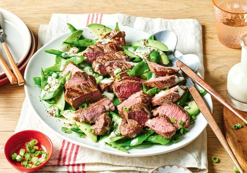BBQ Lamb and Snow Pea Salad