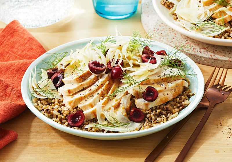 Chicken and Ancient Grain Salad with Cherries and Fennel