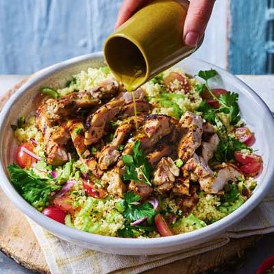BBQ Chicken, Grape and Pistachio Couscous Salad