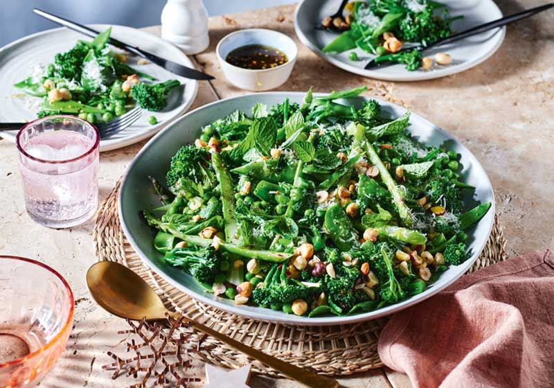 Mint-glazed Greens with Hazelnuts and Parmesan
