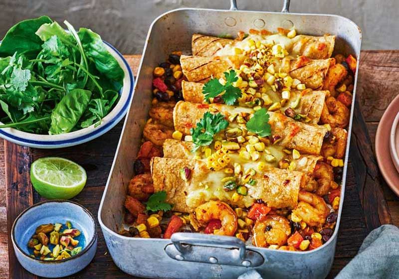 Healthy Prawn and Corn Enchiladas