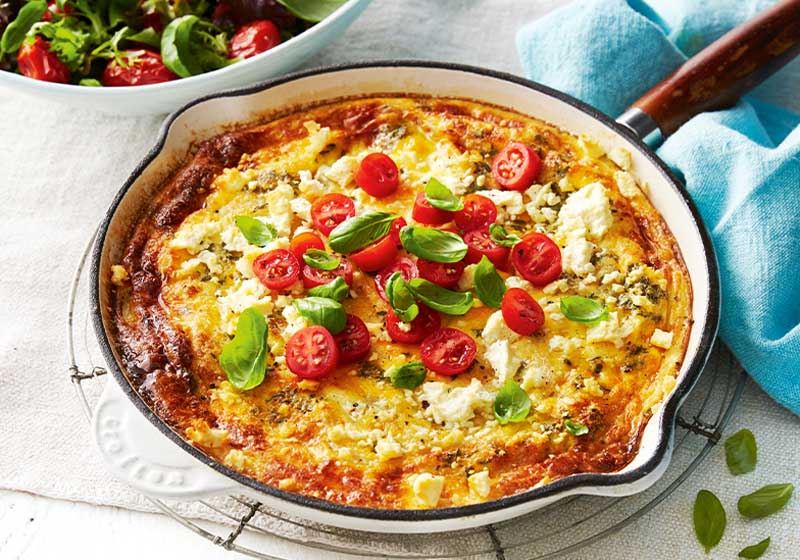 Corn and Feta Frittata with Tomato Salad
