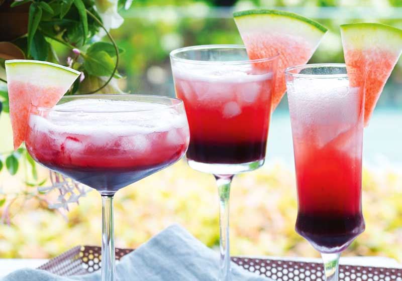 Cherry and Watermelon Mimosas