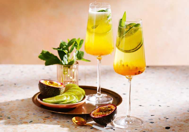 Festive Passionfruit and Whisky Champagne Cocktail